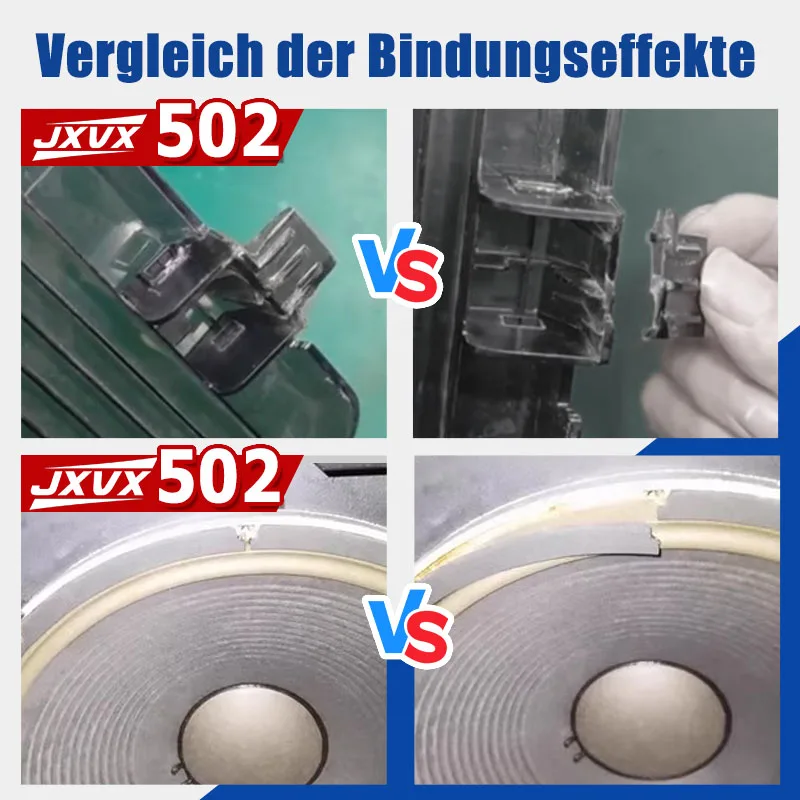 JXVX 1-3 قطع 502 غراء فائق السرعة سريع الجفاف لاصق سيانو أكريليت للجلد والمطاط والخشب والمعدن أداة غراء سائل قوية الترابط 10 ثوانٍ للترابط، مقاوم للماء مع موزع دقيق.