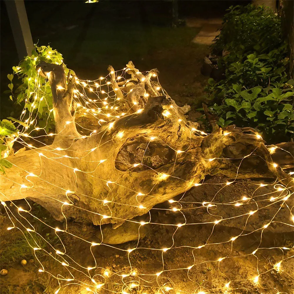 Wasserdichte 8 Modi LED Fischnetz Lichterkette im Freien 2 * 2/3 * 2M Girlande Fee Vorhang Lichter für Garten Party Weihnachtsdekoration – Detail 14