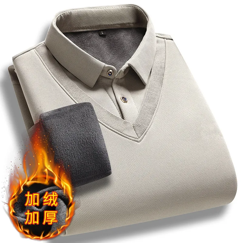 

Pullovers Thickened One-piece Velvet Knit Men's Sweater Men's Winter with Added Velvet Fake Male Two Versatile Knitted Shirts