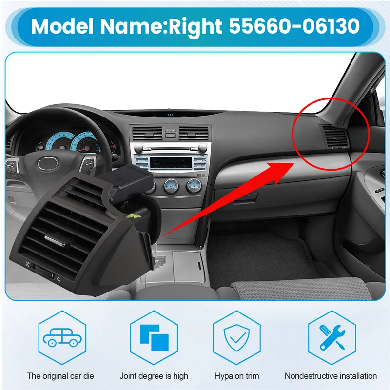 ABXN-مخرج مكيف الهواء الأمامي داش مخرج تنفيس التيار المتردد لتويوتا كامري منفذ تنفيس التيار المتردد وحدة التحكم المركزية فتحة التهوية اليمنى 55660-06130 #3