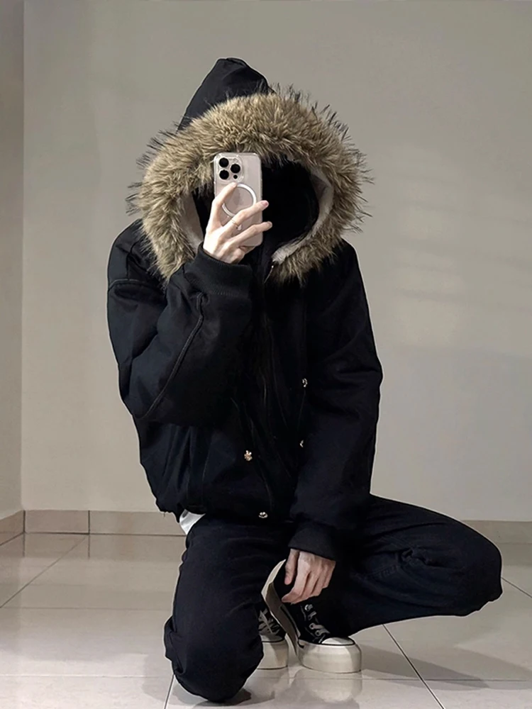 American Retro Thiened Cotton Parka Workwear Jaet Cappotto invernale imitato in pelliccia di coniglio da donna Cappotto caldo Faion per giovani