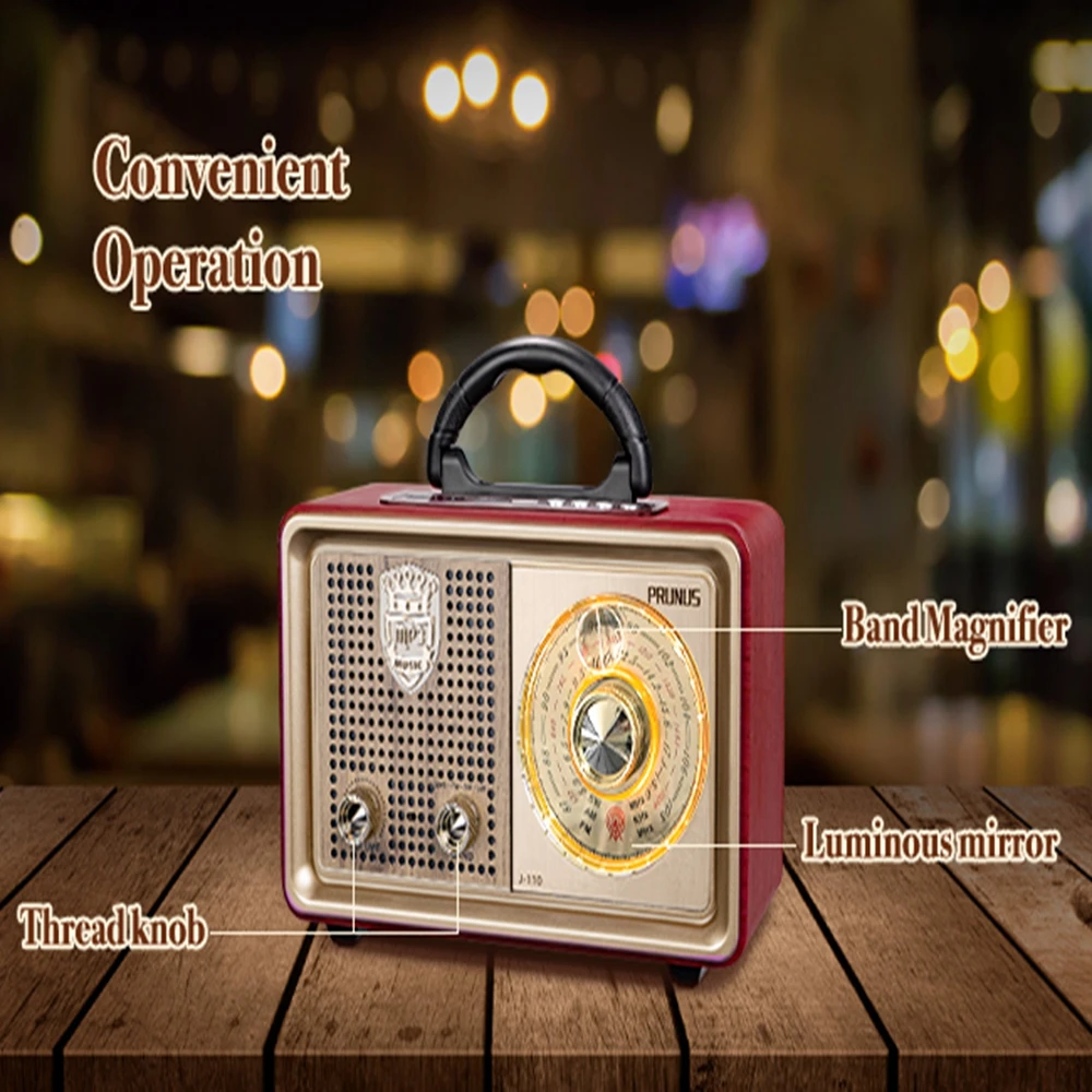 PRUNUS J-110 Portable Retro Radio FM/AM/SW Radio Receiver Vintage Stereo Bluetooth Speaker HIFI TF Card USB AUX Play for Gift