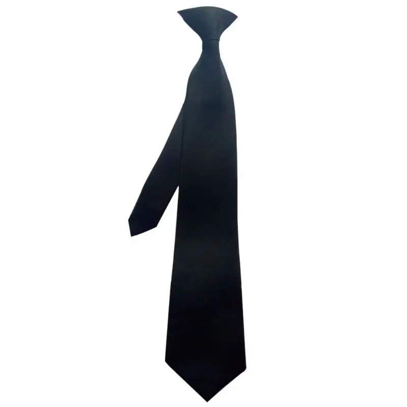 

ZB91 50x8cm Mens Uniform Solid Black Color Imitation Silk Clip-On Pre-Tied Neck Ties