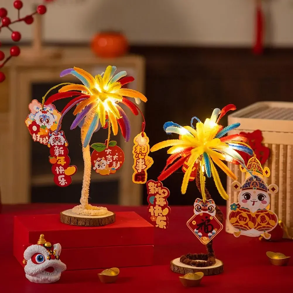 Nieuwjaar Decor DIY Kleurrijke Fuzzy Twisting Stick Vuurwerk Materiaal Set Chenille Stengels Pijp Decoratie Valentijnsdag Cadeau