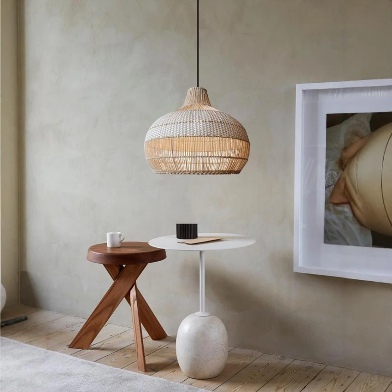 

SANDYHA Rattan Pendant Lights Elegant Living Room Lighting Fixtures Oval Hollow Design for Restaurant and Home Decor