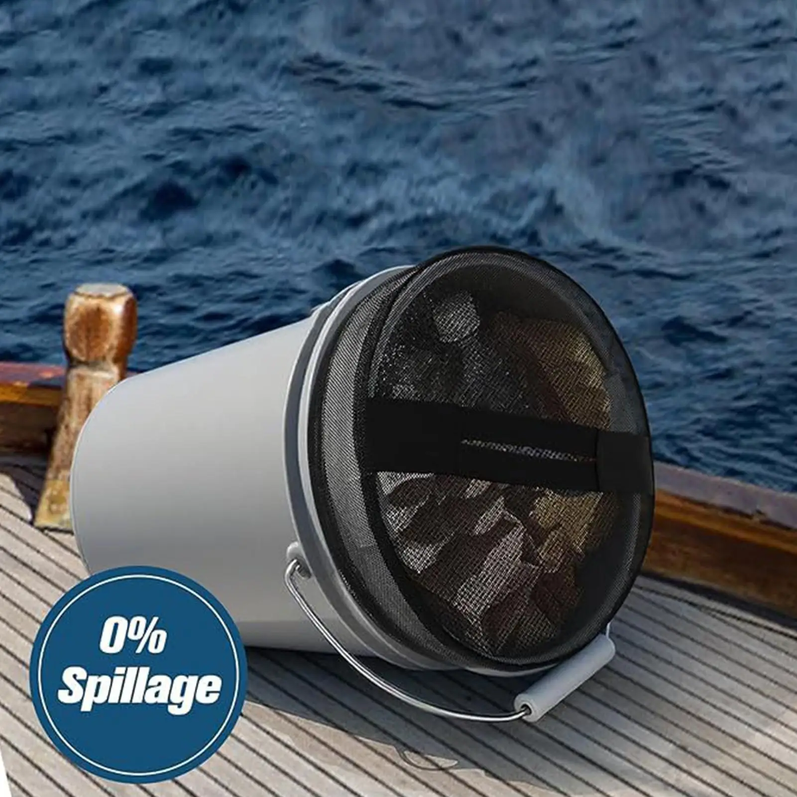 5 جالون غطاء دلو قارب سلة المهملات غطاء لصيد الأسماك الصيد القوارب اكسسوارات شبكة مرنة توبر للنفايات البحرية