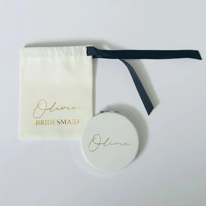 Personalised Mini Compact Mirror For Purses Bridesmaid Proposal Pocket handheld Travel Portable Magnifying Makeup Mirror Gifts