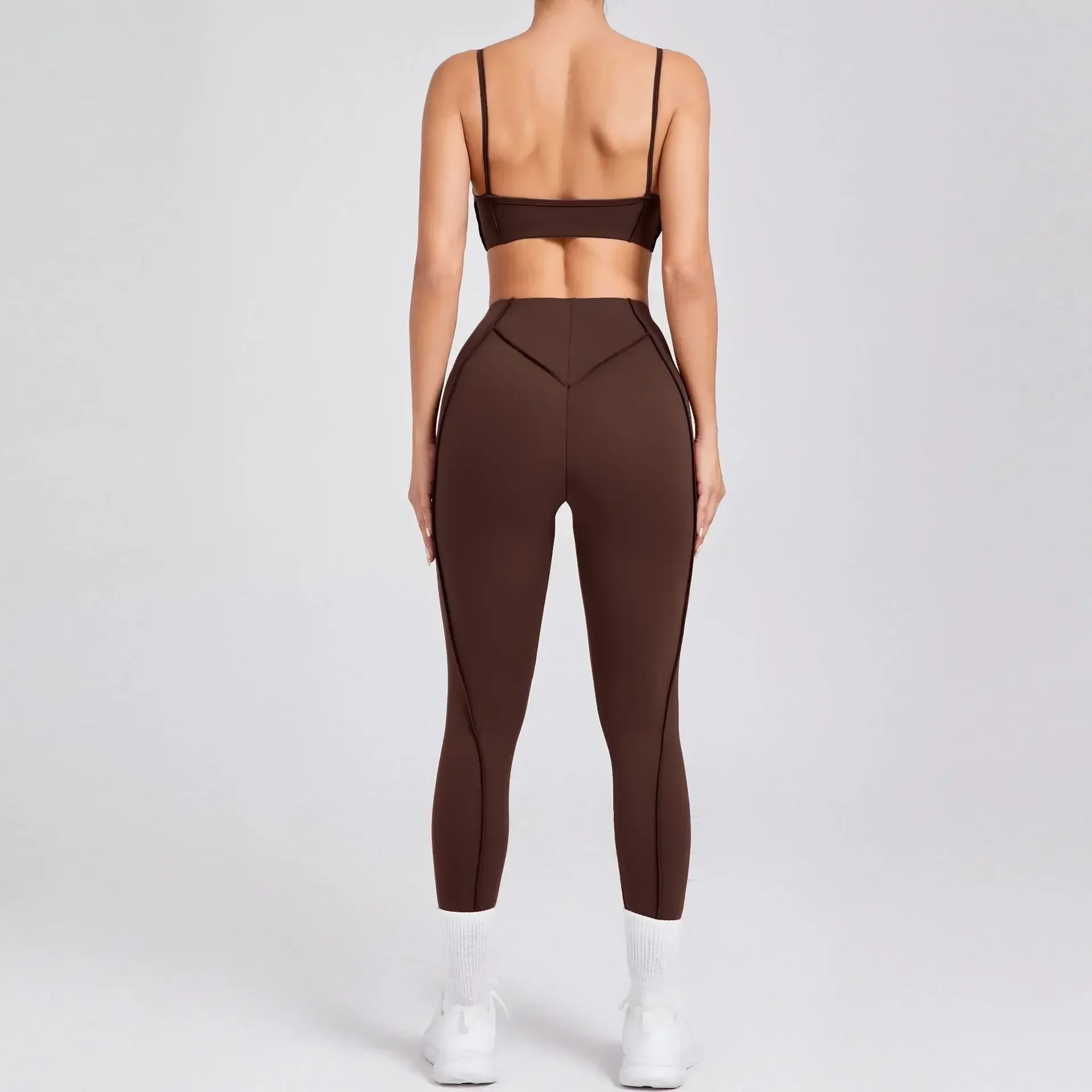 Seamless Yoga Sets Sports Fitness High Waist Hip-lifting Shapeing Trousers Backless Bra Suit Workout Gym Leggings Sets for Women image 3