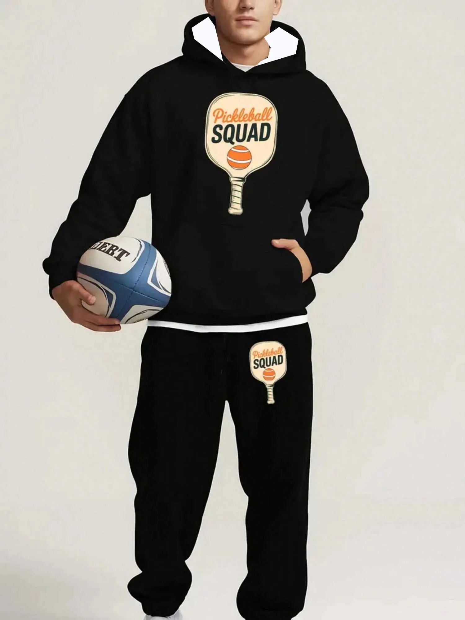 2025-26 خريف/شتاء جديد Y2K طقم رجالي غطاء رأس أسود البيسبول ثلاثية الأبعاد مطبوعة المتضخم الرياضة مجموعة الموضة والترفيه قطعتين مجموعة