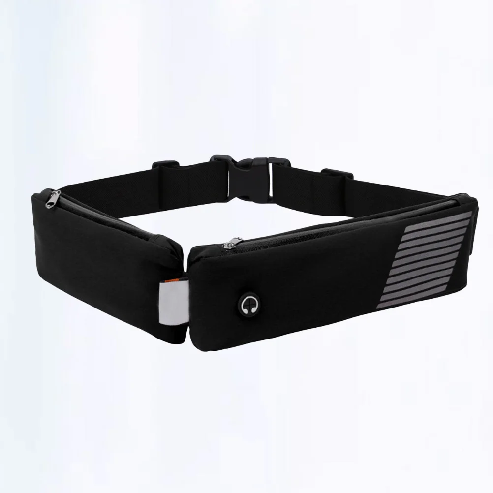 Outdoor Sports Waist Pouch Black Average Size Waterproof Running Belt Double Pocket Sweatproof Pocket Belt for Jogging Cycling
