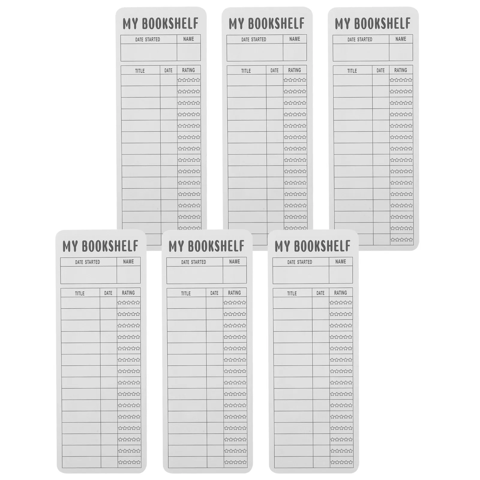 6Pcs Reading Bookmarks Bookshelf Design Writable Reading Log Tracker Student Book Page Markers Classroom Supplies