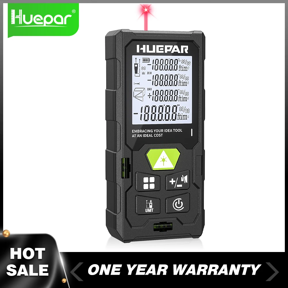 Huepar-telêmetro a Laser Digital com Lcd Retroiluminado Medidores de Distância Ferramenta de Teste da Unidade 50m 80m 100m 120m m in ft Ft_unit