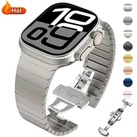 Correa de Metal para Apple Watch Band Ultra 2 49mm 46mm 45mm 44mm 42mm 41mm 40mm pulsera de acero inoxidable IWatch 10 9 8 7 6 SE 5 4