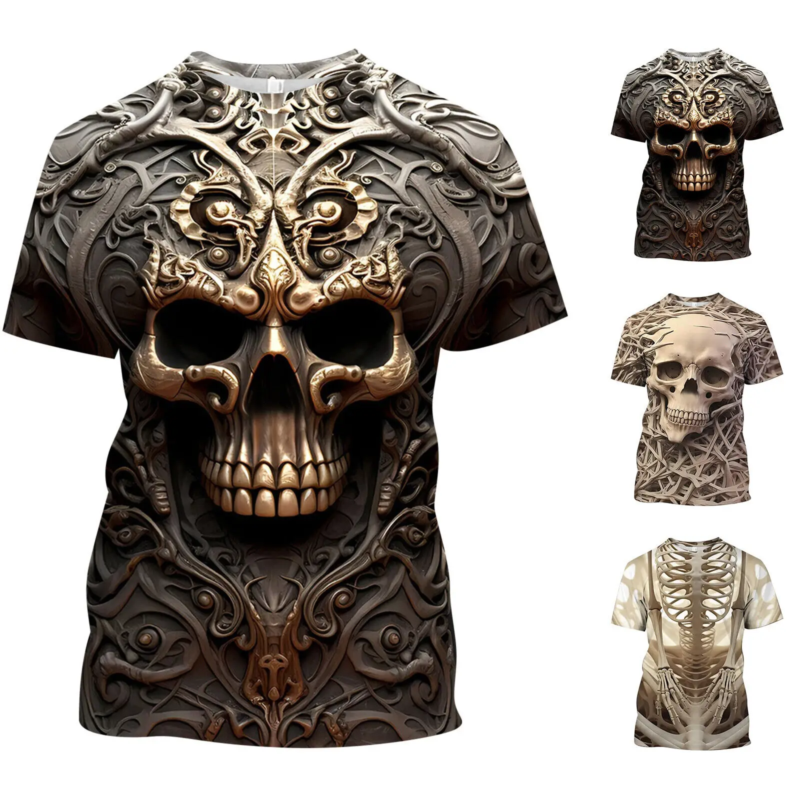 

Skull Armour Men's T-shirt 3d Printed Fashion Printed Round Neck Short Sleeve Cosplay Men's Clothing T-shirt for Men Halloween