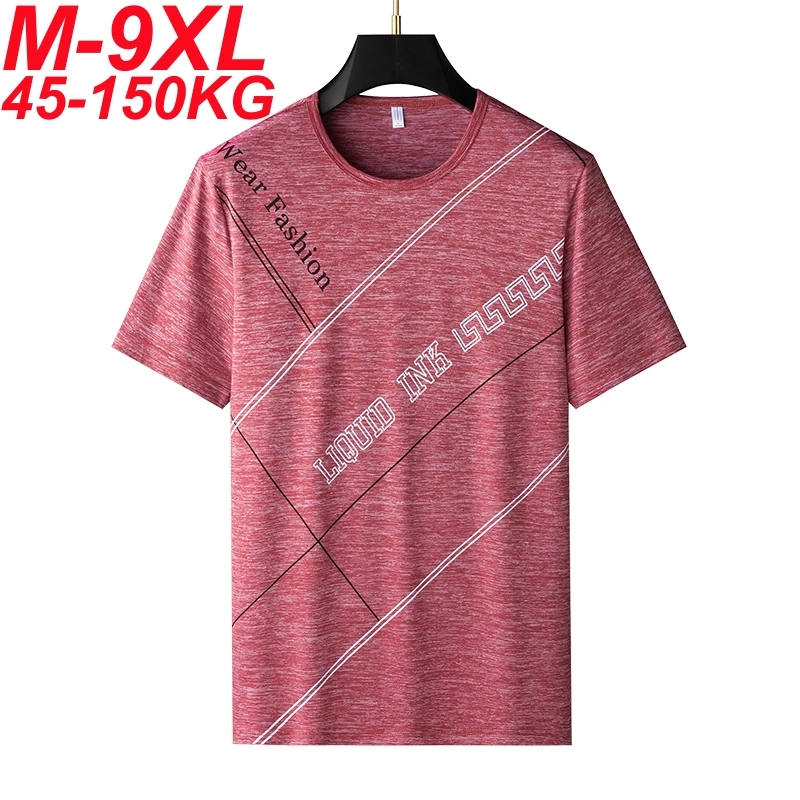 

2025 Summer Plus Size 7xl 8xl 9xl T-Shirts Men Cooling Tops Tees Quick Dry Slim Fit Clothing Big Size Short Sleeve T Shirt Male
