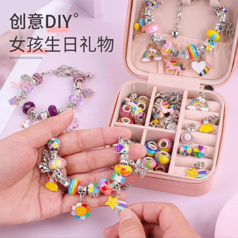 Diy Handmade Beaded Bracelet for Girls Christmas Valentine Party Birthday Box Making Pendant Kids gifts Toys