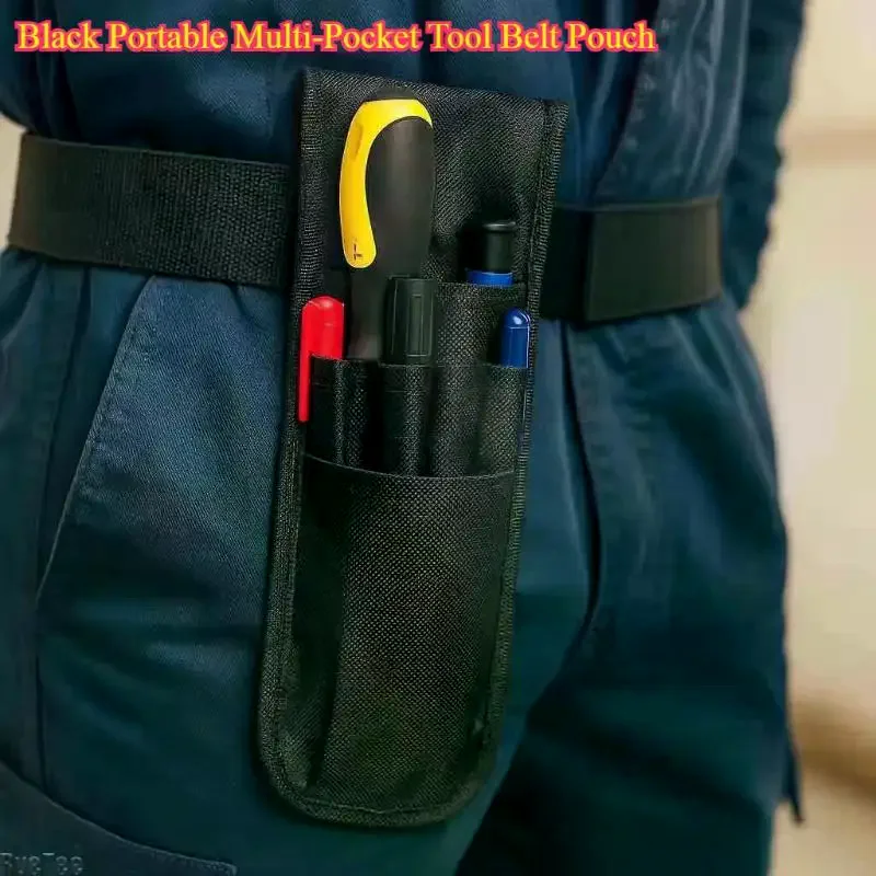 Durable Oxford Cloth Tool Belt Pouch Black Multi‑pocket Electrician Tool Bag Portable Pen Scissors Storage Organizer Practical W