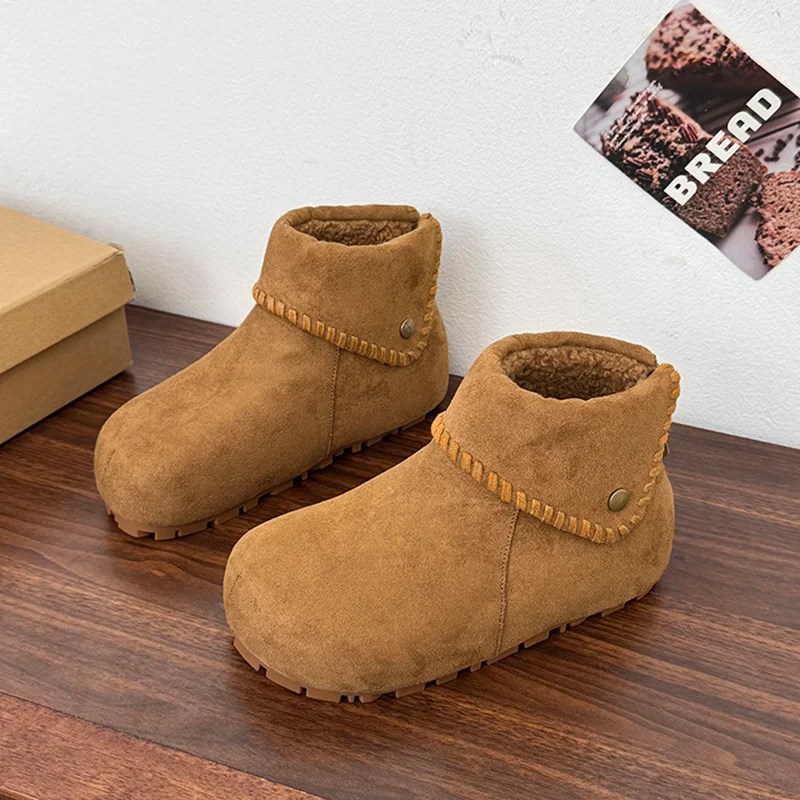 

Ботильоны женские на плоской подошве. Дизайнерская замшевая обувь для женщин. Трендовые зимние ботинки. 2025 г. Зимняя модная хлопковая обувь. Новые повседневные Mujer Botas.