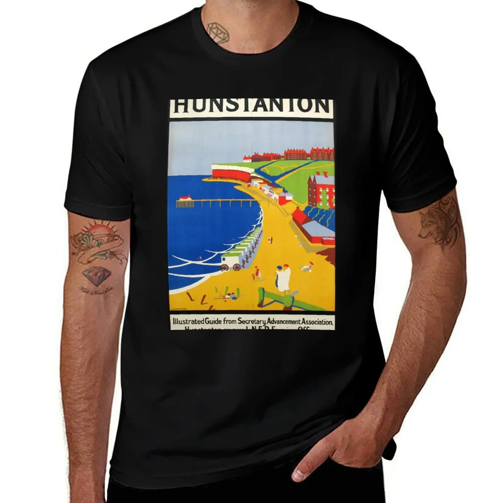 

Hunstanton vintage travel poster T-Shirt man t shirt summer man t shirt cotton high quality t shirts for man slim fit T-Shirt