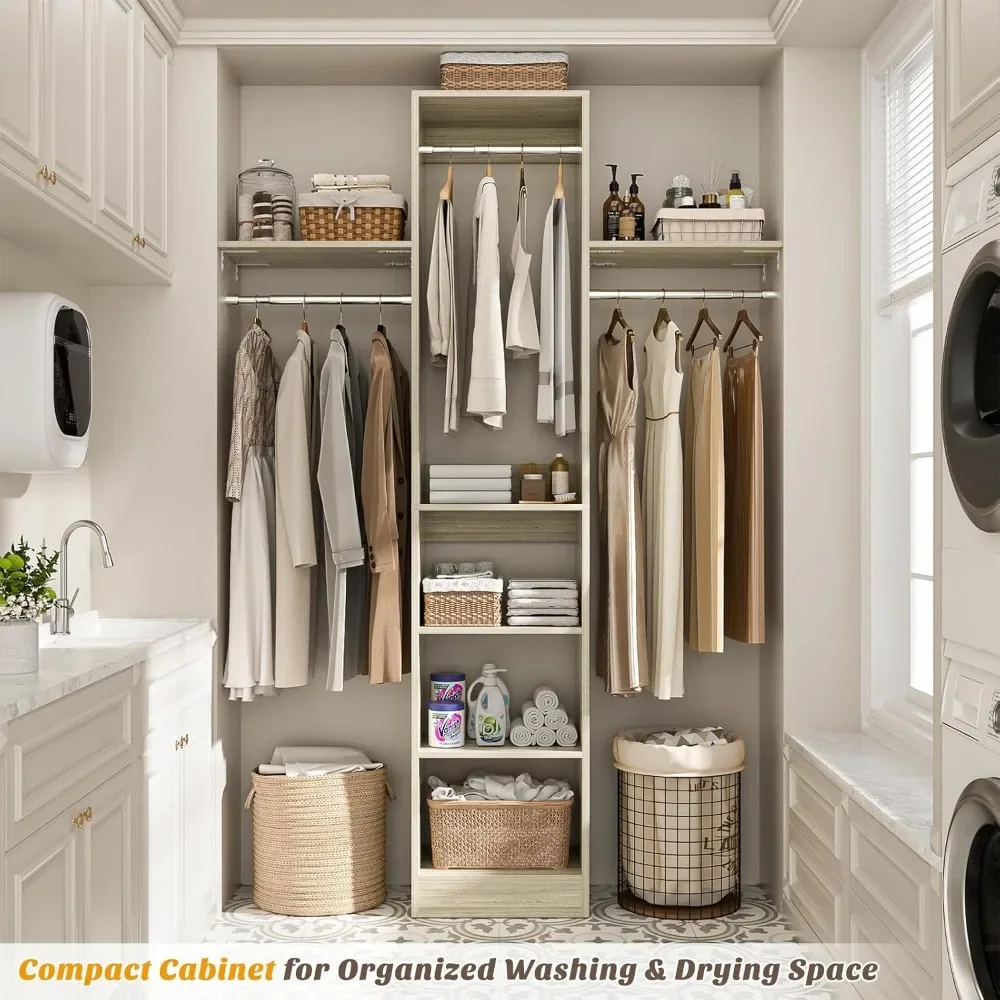 منظم خزانة 4 أقدام مع 4 قضبان و3 أرفف، نظام تخزين موفر للمساحة 80 بوصة ارتفاعًا لغرف النوم الصغيرة وغرف الملابس