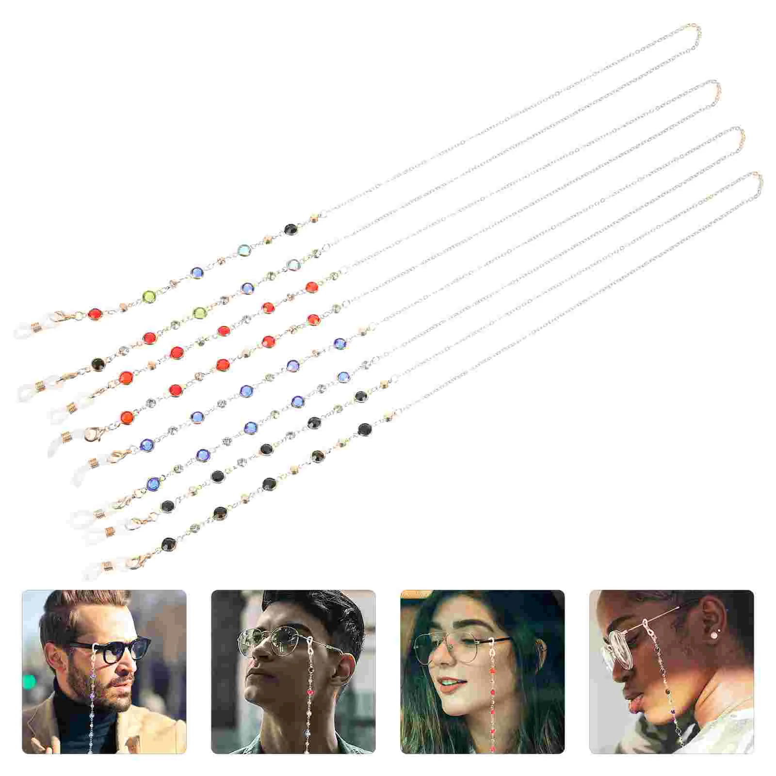 

4 Pcs Anti Drop Anti-falling Miss Sun Glasses Sunglasses Polarized UV Protection Alloy Eyeglasses Chain Beaded