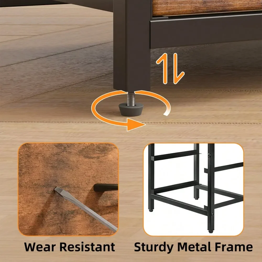 Bedside Table With Charging Station, 3 Fabric Drawers Storage End Table, Modern Sofa Side Table For Bedroom Living Room, Perfec
