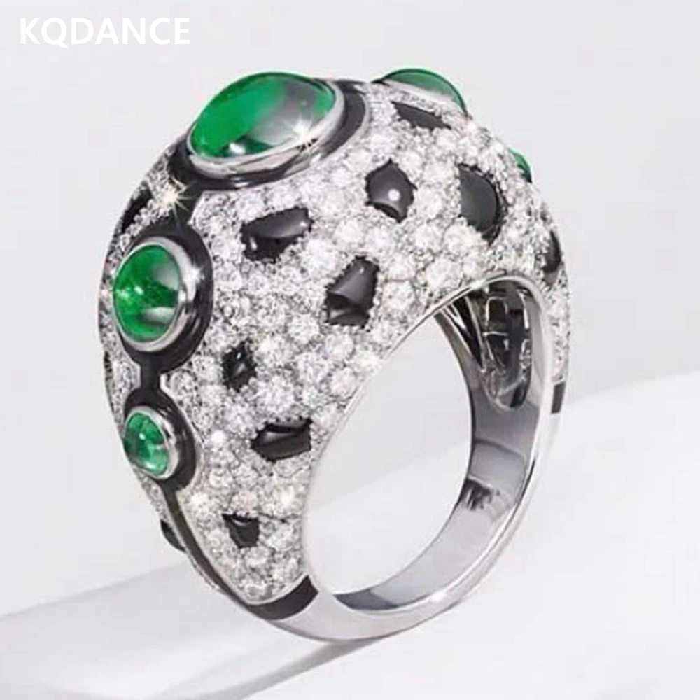 

KQDANCE Роскошные новые однотонные кольца из серебра 925 пробы с леопардовым принтом, лабораторный зеленый нефрит, синий сапфир, красный рубин, кольца с драгоценными камнями, ювелирные изделия