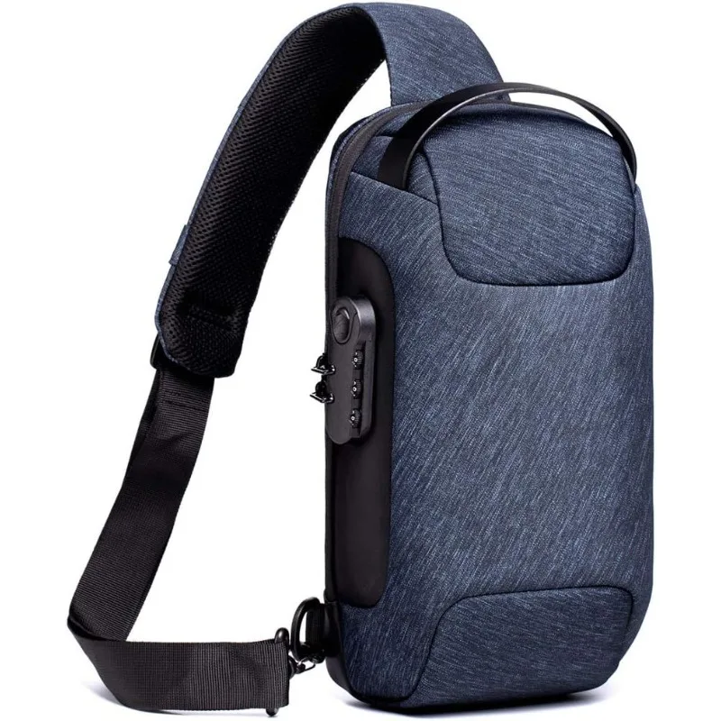 Waterproof Anti Theft Combination Lock Crossbody Chest Bag Oxford Cloth Men Sports Shoulder Sling Bag for Outdoor Use