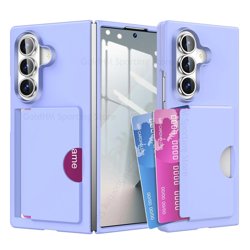 Fundas For Samsung Galaxy Z Fold8 Ultra 5G Candy Color Card Holder Matte Case For Samsung Z Fold 7 6 8 Hard PC Shockproof Cover