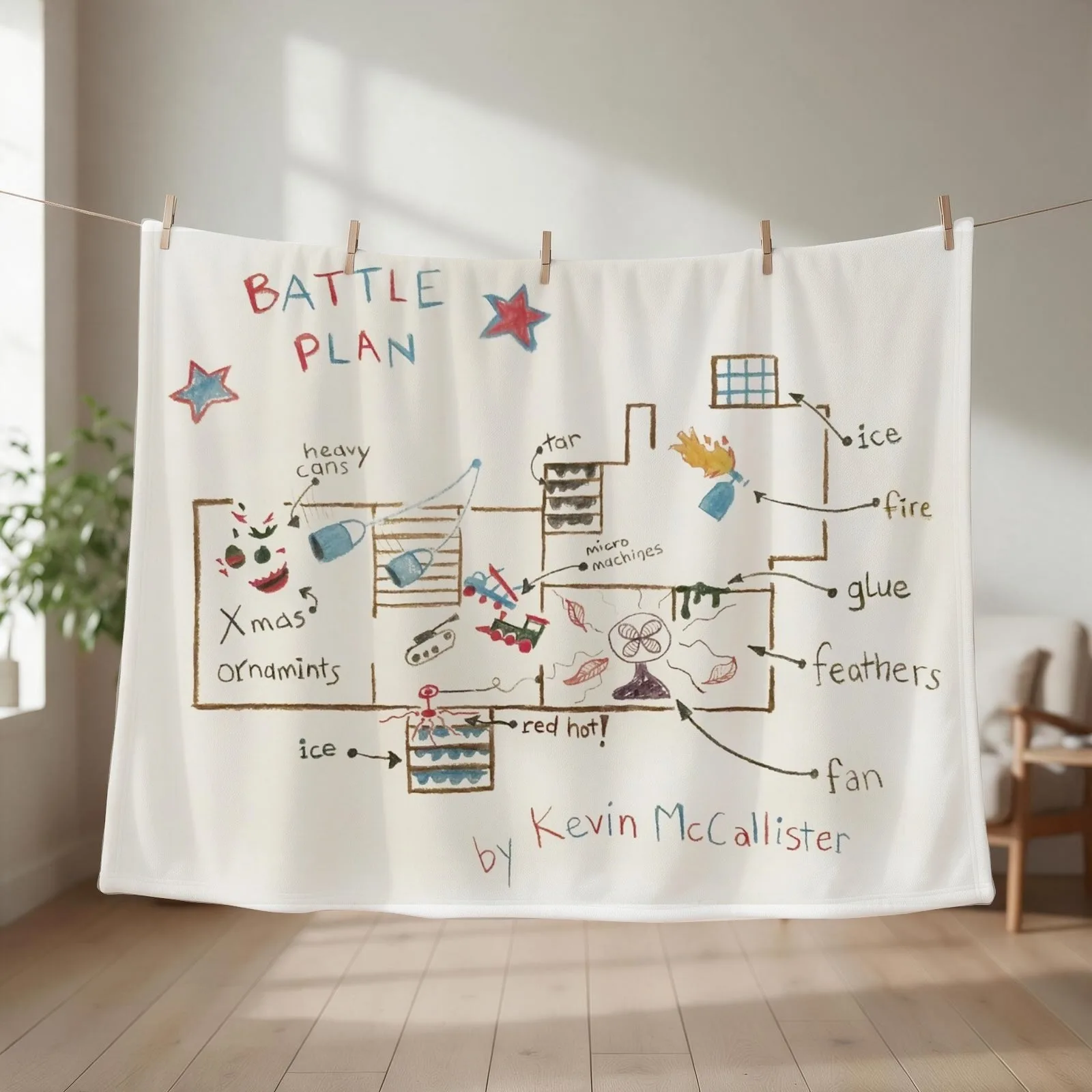 Kevin's Battle Plan Throw Blanket couch cozy soft plush fuzzy picnic outdoor blanket