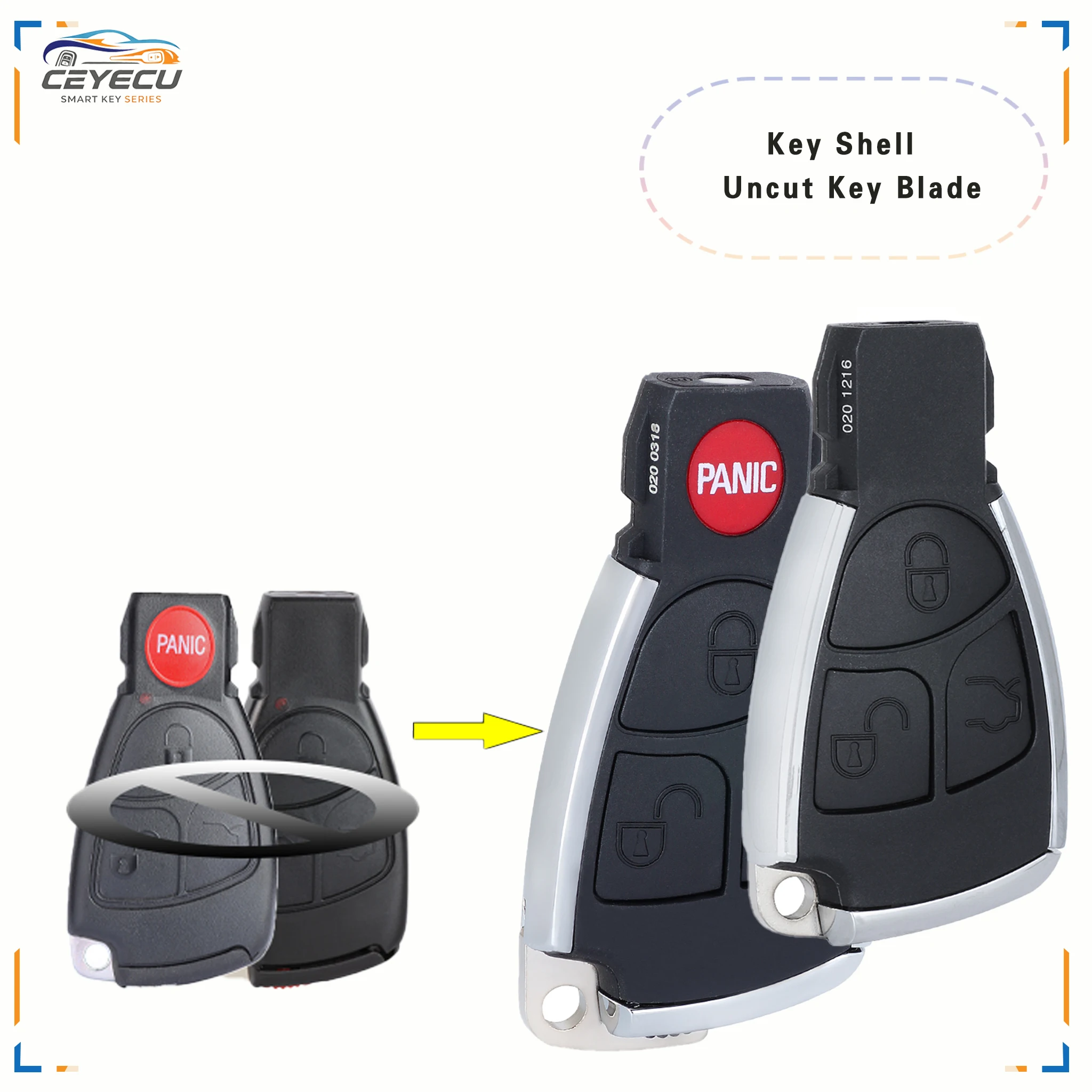 KEYECU 3 4 Button for Mercedes-Benz B CLS C E S ML CLA CLK CL+ Remote Key Shell Case W203 W204 W205 W210 W211 W212