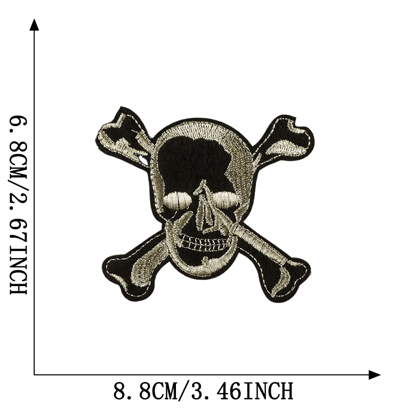 Schädel bestickte Patches für Kleidung Eisen auf Nähen Stoff Aufkleber Thermo Jacke Jeans Strijk Diy Mochila Parches – Detail 6