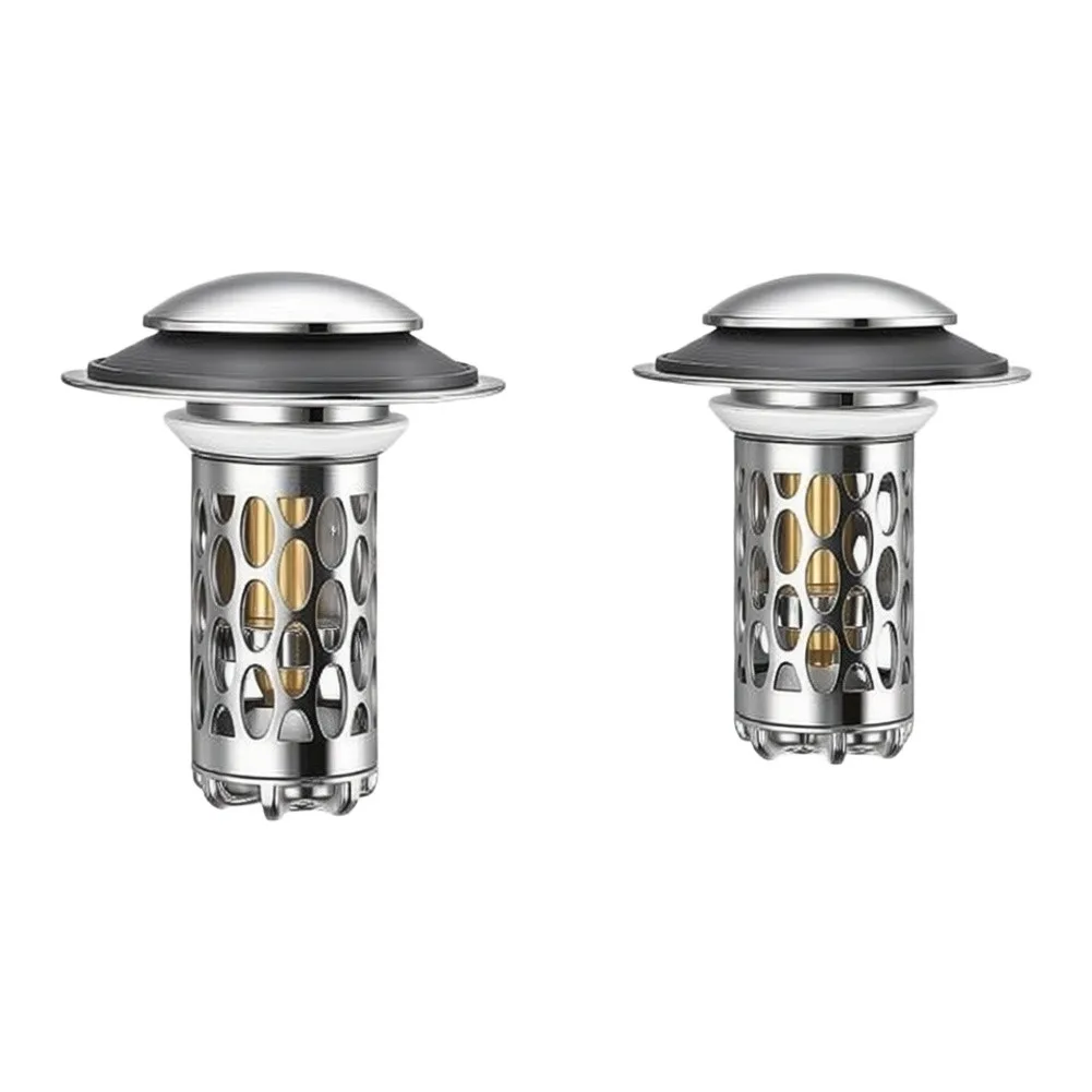 Brass Sink Drain Stopper with Electroplated Finish and for six Prong Hair Filtering for Bathroom Basin Drain Systems