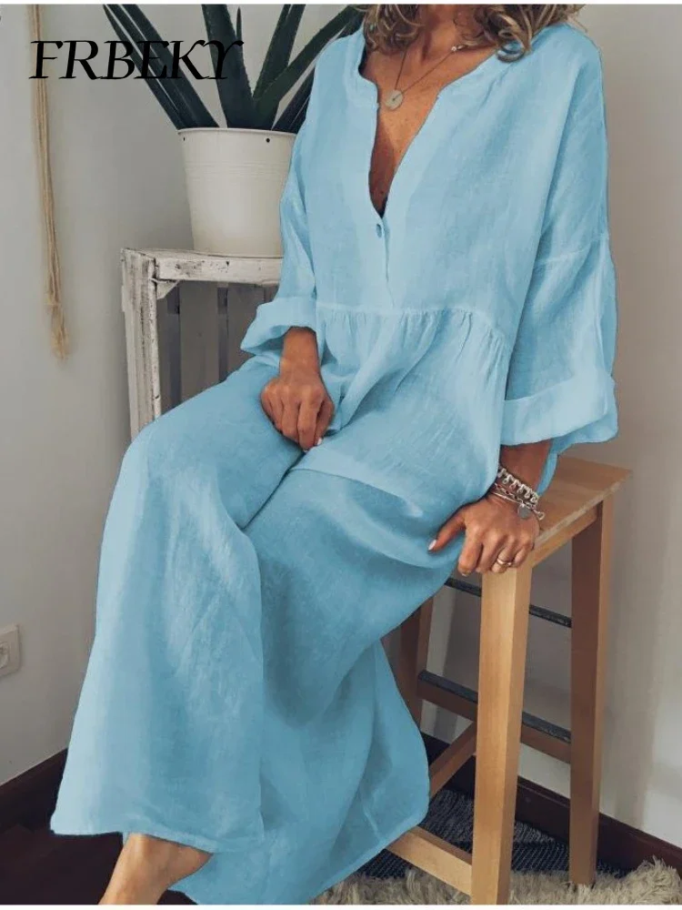 فستان نسائي بأرجوحة كبيرة ورقبة طويلة على شكل حرف V ، فساتين نسائية للعمل ، كاجوال ، ركاب ، صيف ، جديد ، بأكمام