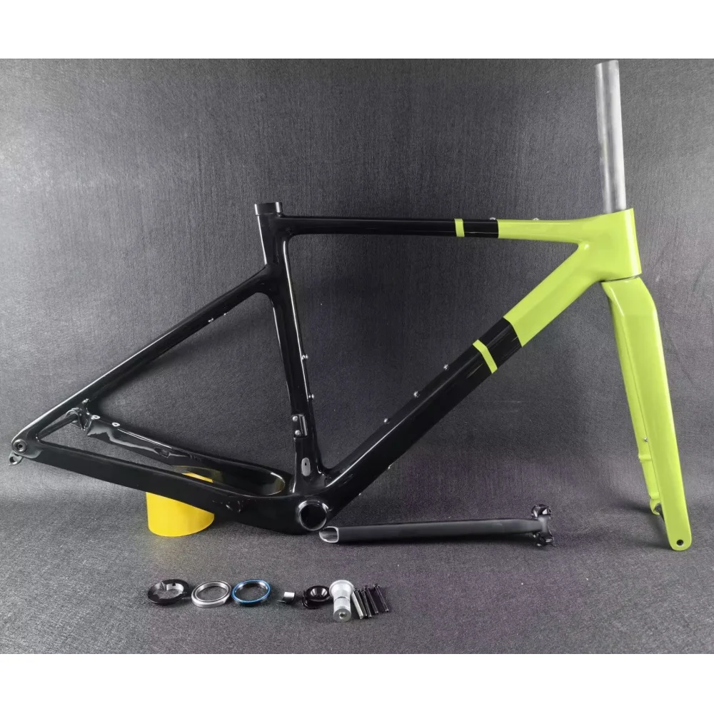 

Addict Gravel Carbon Fiber Frame Speed Bike Frames Green Color T1100 BB86 Disc Brake Racing Bicycle Frameset+Handlebar DPD Ship