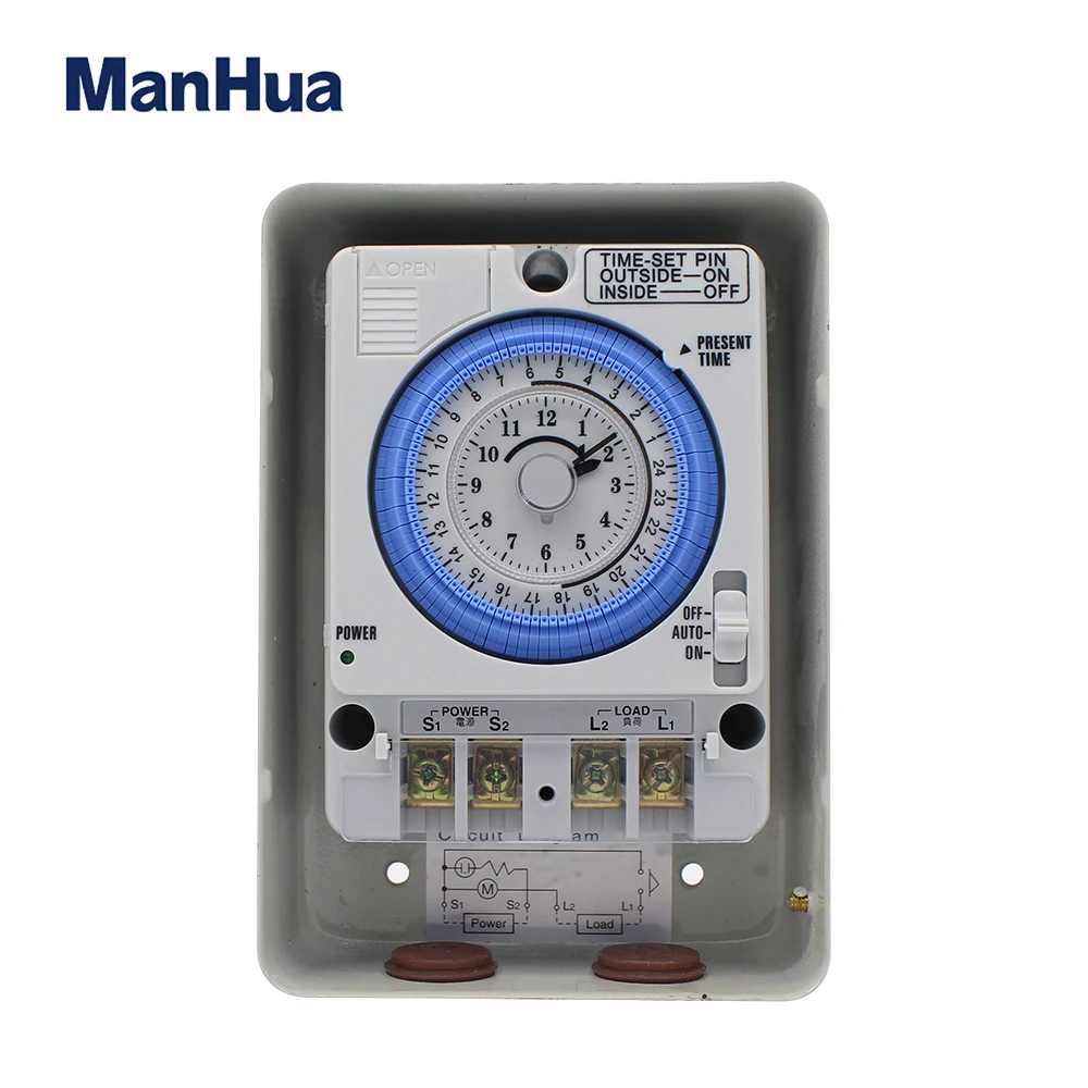 ManHua  MT388 100-240VAC 20A Work Outdoor Waterproof And Collision Proof Din Rail Mechanical Mounting Timer Switch