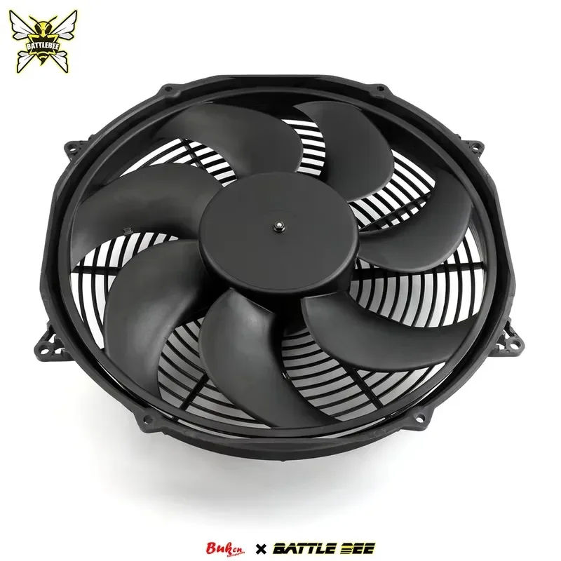 BATTLE BEE Universal 16-Inch Radiator Oil Cooler 12V Electric Fan Black Engine Cooling Accessory for Automotive