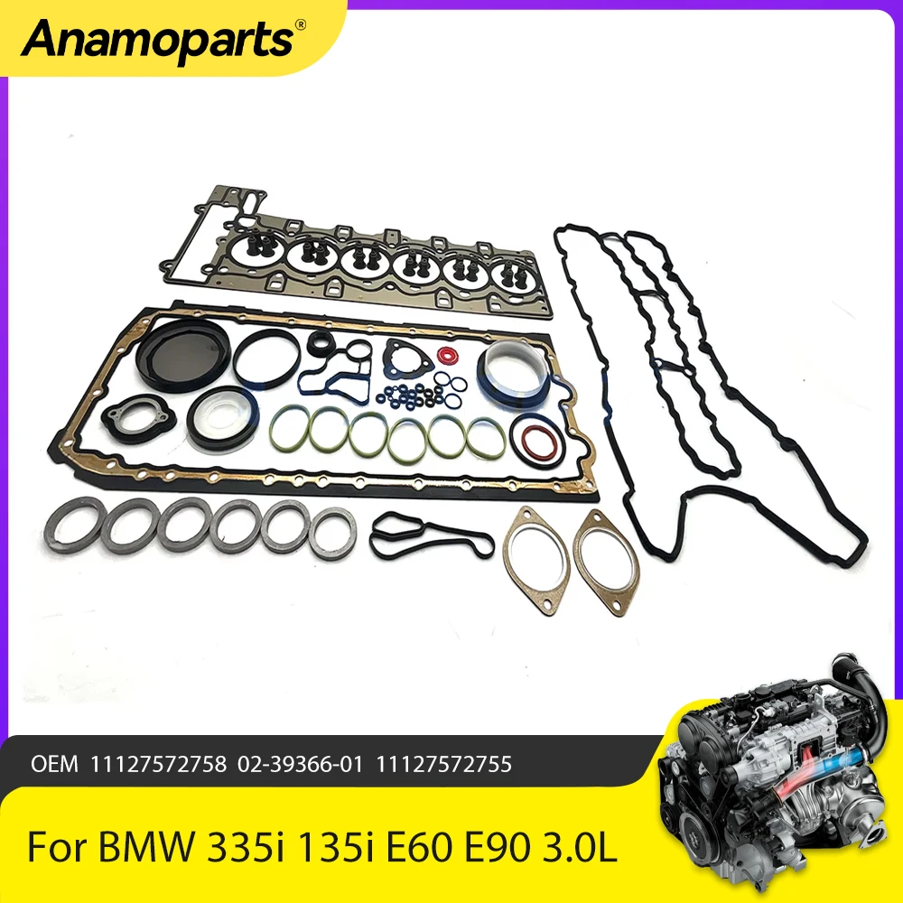 Engine Parts Overhaul Gasket Seals Kit Fit 3.0 L For 07-15 BMW 335i 135i E60 E90 E92 E89 E71 N54 3.0L l6 GAS DOHC 11127572758