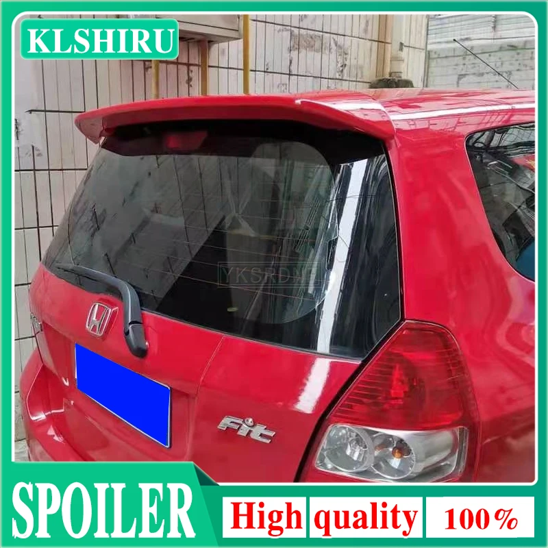 For Honda Jazz Fit Spoiler High Quality ABS Material Car Rear Wing Primer Color Rear Spoiler For Honda Fit Spoiler 2004-2007