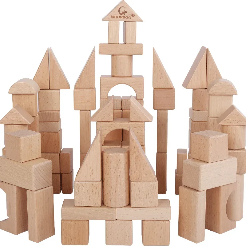 

30/60PCS Wooden Toy Beech Wood Logs Shape Cognitive Early Teaching Toys for Children building blocks