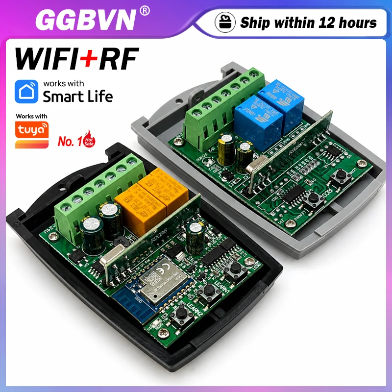 Módulo receptor de porta de garagem de 2 canais e 433 MHz com Wi-Fi para controle remoto NICE ERA INTI 2 FLORE FLO2RE FLO4RE ON2E ON4E FLORS FLO2RS