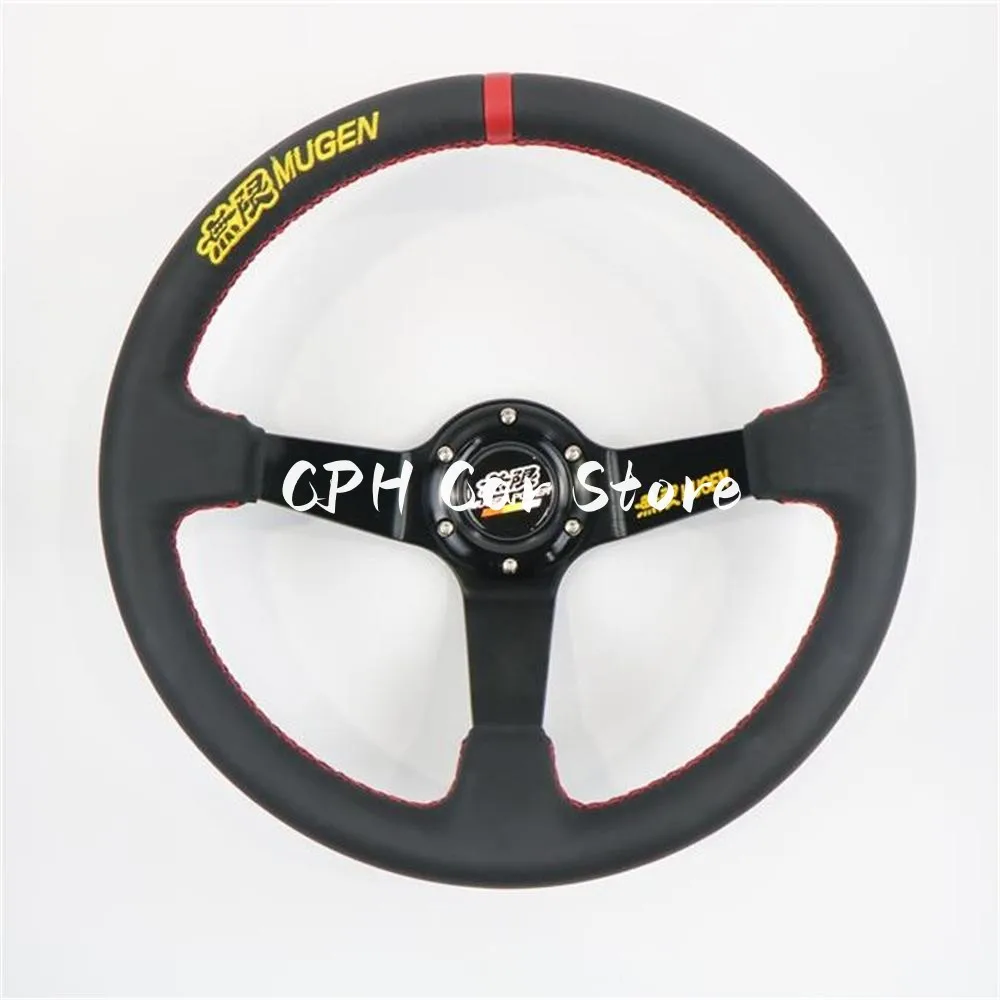 JDM 14 Inch 350mm Universal Racing Synthetic Leather Deep Drift Car Steering Wheel