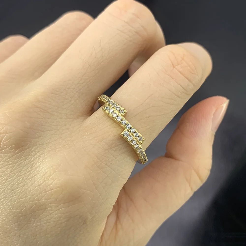 Simple Zircon Rings for Women Gold Color Minimalist Stacking Finger Accessories Daily Matching Jewelry Trend Wholesale Gift R761