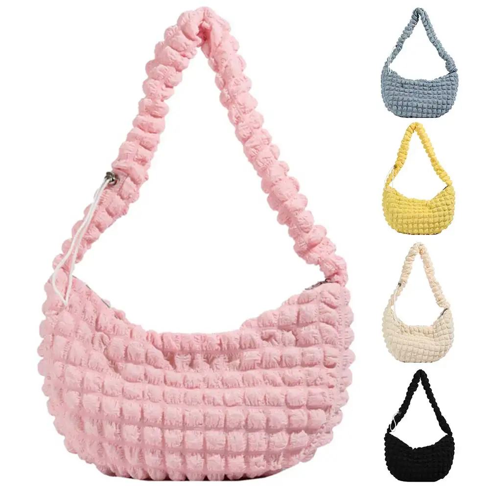 Bolso de hombro acolchado para mujer, bandolera con relleno de Color sólido, correas ajustables para los hombros, bolso versátil a la moda para chicas y mujeres