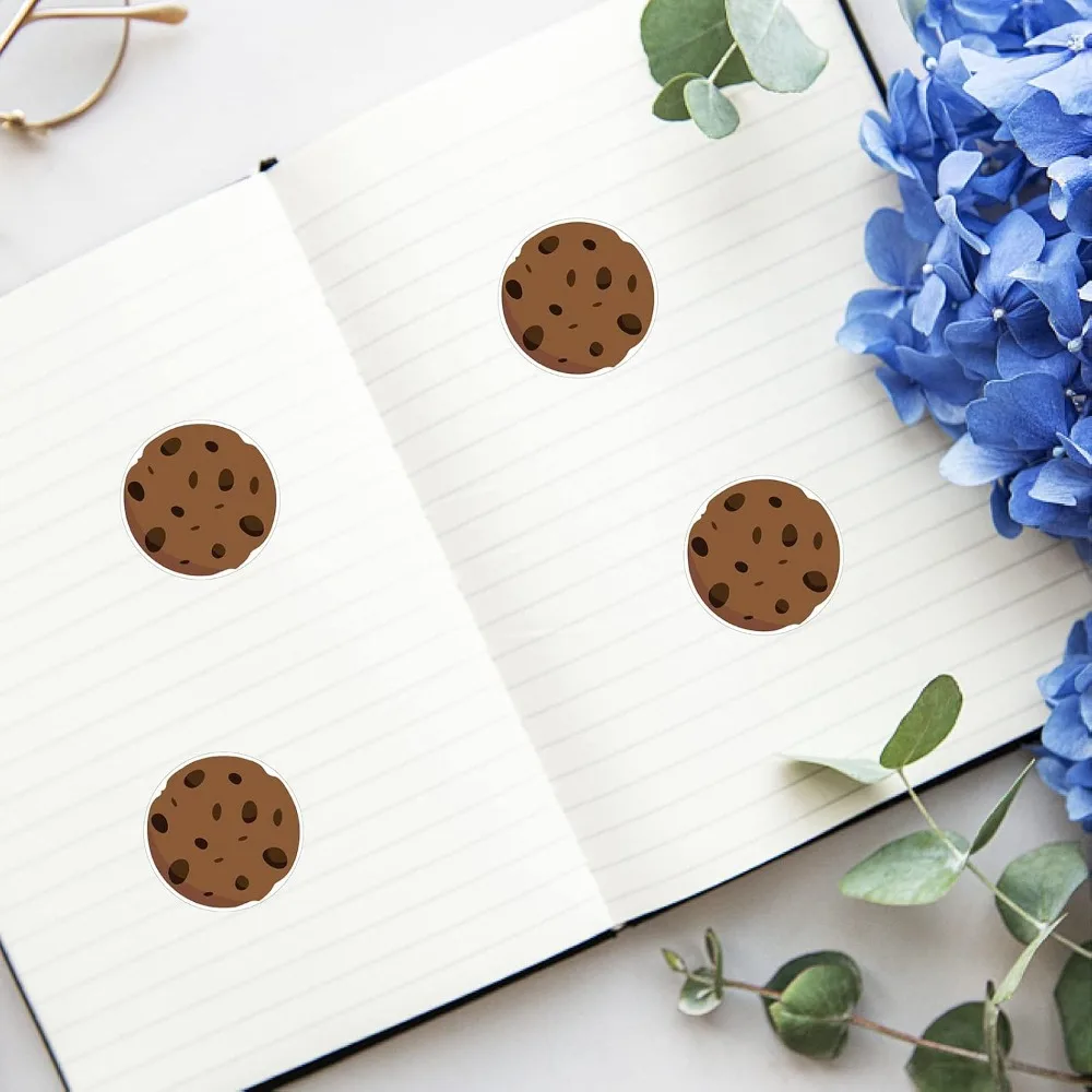 128Pcs Chocolate Chip Cookie Stickers Cookie Monster Stickers Waterproof Round Label Stickers for Packaging Cookie making kit