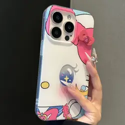 Sanrio-女の子のためのかわいいハローキティケース,魔法のスティック電話ケース,iPhone 15,14,13,12,11 pro max,xr,xs max,7,8 plus,y2k,秋