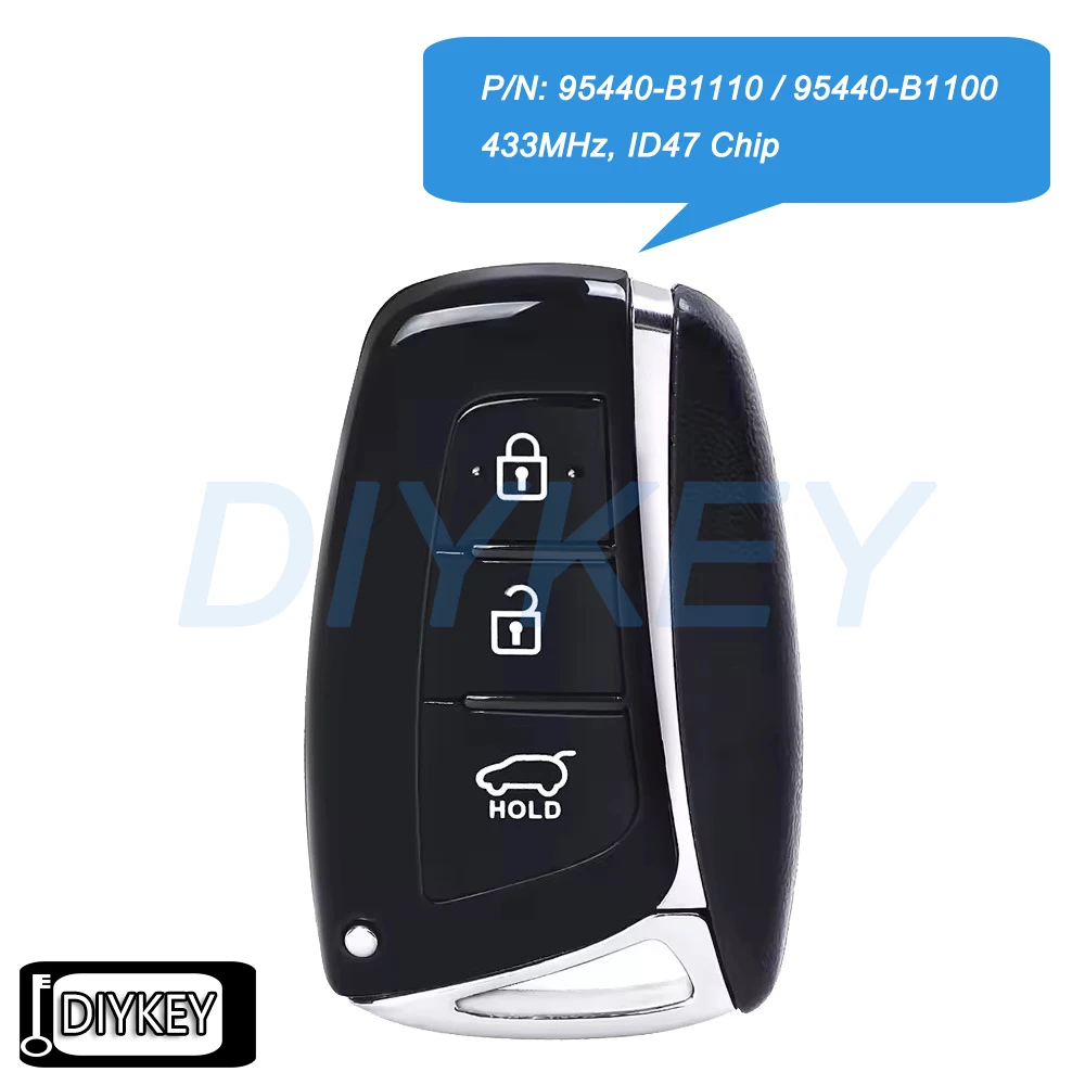 

3 кнопки умный дистанционный автомобильный брелок 433 МГц ID47 чип для Hyundai Genesis 2014 2015 2016 Артикул: 95440-B1110, 95440-B1100