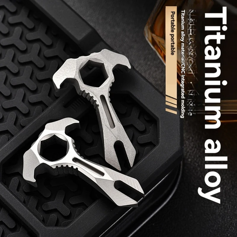 Wrench TC4 Titanium Alloy Crowbar Keychain Open Delivery Gadget Self-Defence Tool With 2X13mm Groove