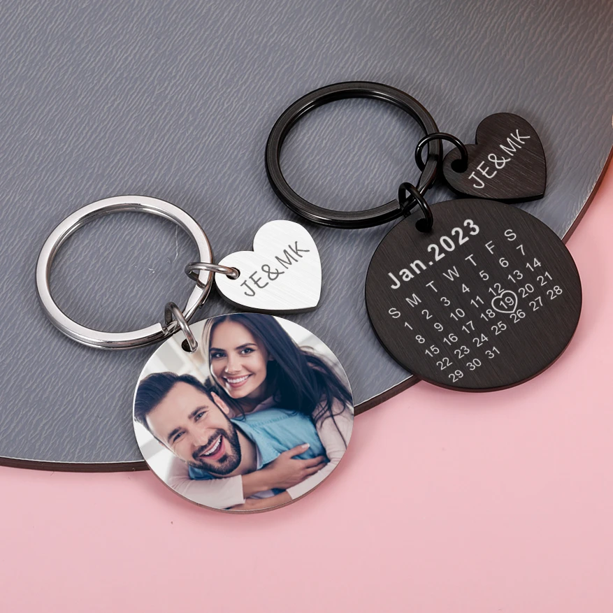 

Personalize Custom Couple Photo for Valentine's Day Gift Custom Name Date Keychain Gift for Boyfriend Girlfriend Couple Souvenir