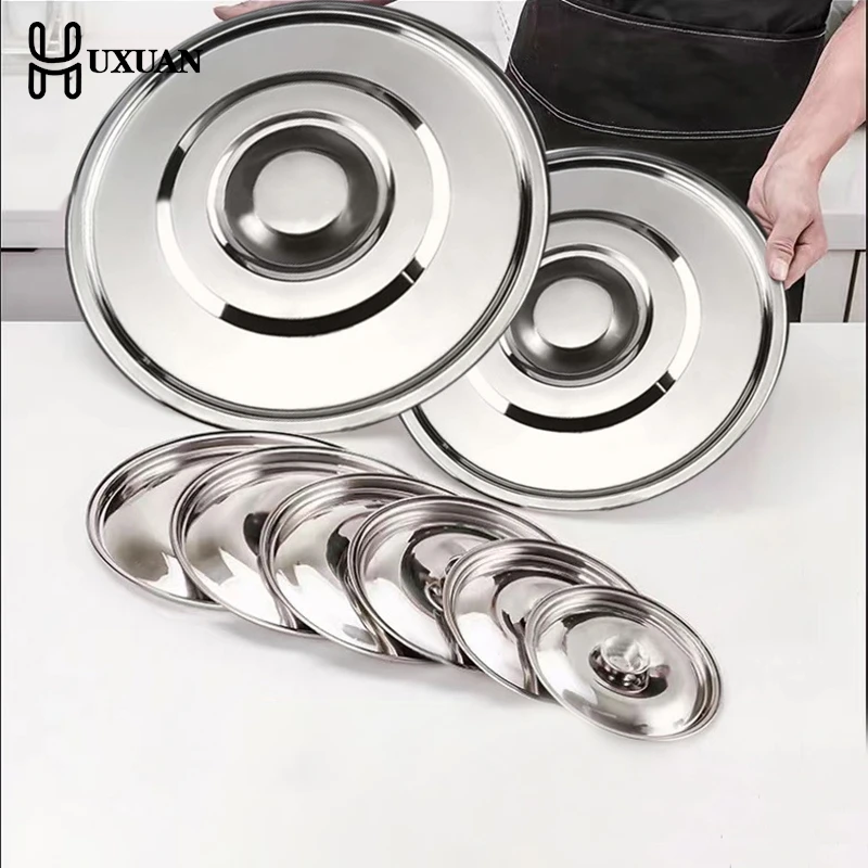 10-26cm Round Pot Lid Thicken Stainless Steel Saucepan Cover Replacement Universal Kitchen Food Lid Kitchen Supplies